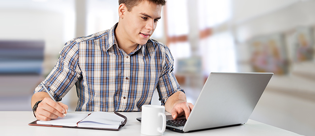 Studying in front of computer