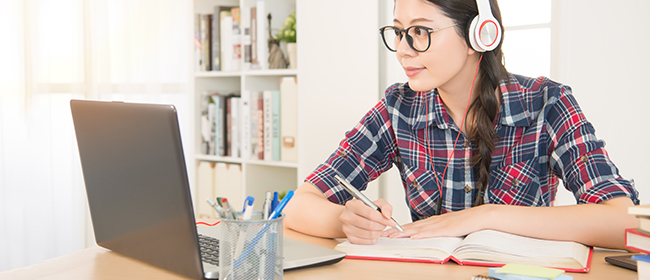 Student in front of computer